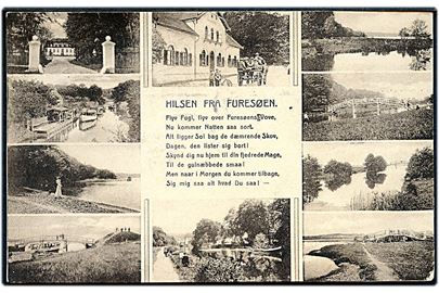 Furesøen, Hilsen fra med prospekter og digt. C. G. Petersen u/no.