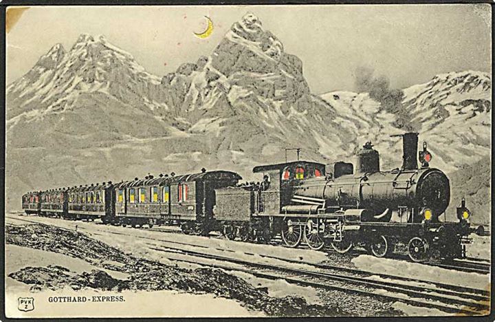 Gotthard Express, Schweiz, som hold mod lys kort. PVKZ u/no.