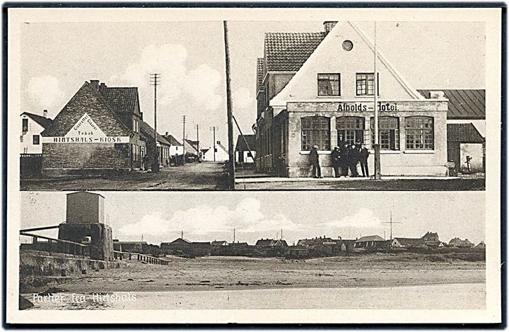 Hirtshals, m/strand, kiosk og Afholds Hotel. Stenders no. 58889.