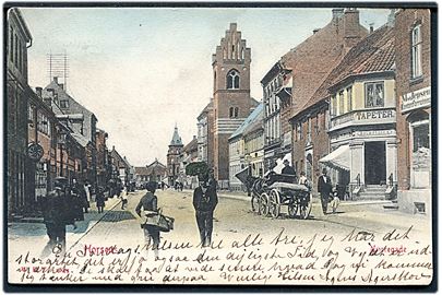 Horsens, Nørregade med mange butikker. W.K.F. no. 1645.