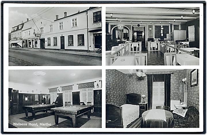 Maribo, Nielsens Hotel med facade, billiard stue mm. Stenders no. 3032.