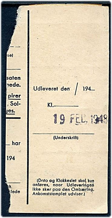 10 øre Chr. X i 6-blok og 5 øre Gebyr mærke på klip fra adressekort annulleret med udslebet stjernestempel SØRVAAG og sidestemplet Thorshavn d. 18.2.1948.