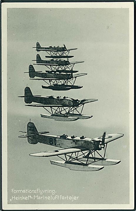 Heinkel H. E. 8 (H.M. II) Formationsflyvning. V. T. & A. Serie F no. 44. Kvalitet 8