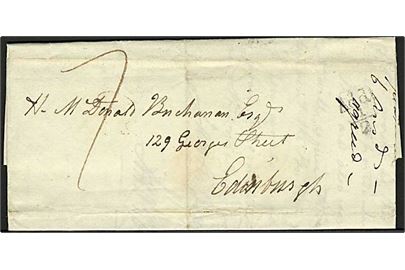1825. Foldebrev fra Glasgow d. 5.6.1825 til Edinburgh. Stemplet Add ½