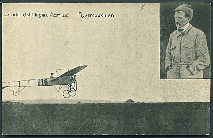 Delagrange med sin Bleirot-maskine ved Skejby under Landsudstillingen i Aarhus 1909. Bang & Gluud u/no. Kvalitet 9