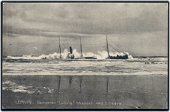 Tyskland. “Ludvig”, S/S, af Lübeck strandet ved Lilleøre pr. Lemvig d. 1.2.1906. H. Riegel no. 26138. Kvalitet 8