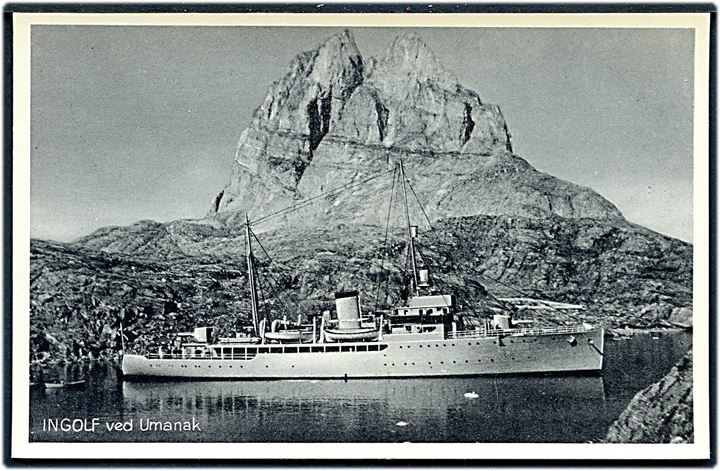 Grønland. “Ingolf”, inspektionsskib ved Umanak. V. T. & A. Serie I no. 73. Kvalitet 8