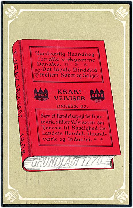 Reklame. Kraks Vejviser 1908. U/no. Kvalitet 8