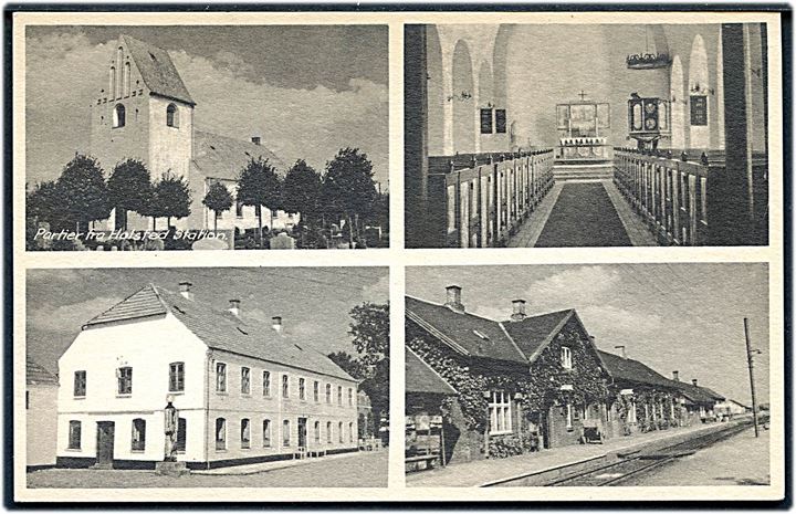 Holsted St., partier med bl.a. jernbanestation og kirke. P. Andersen no. 9785-88-89-90. Kvalitet 9