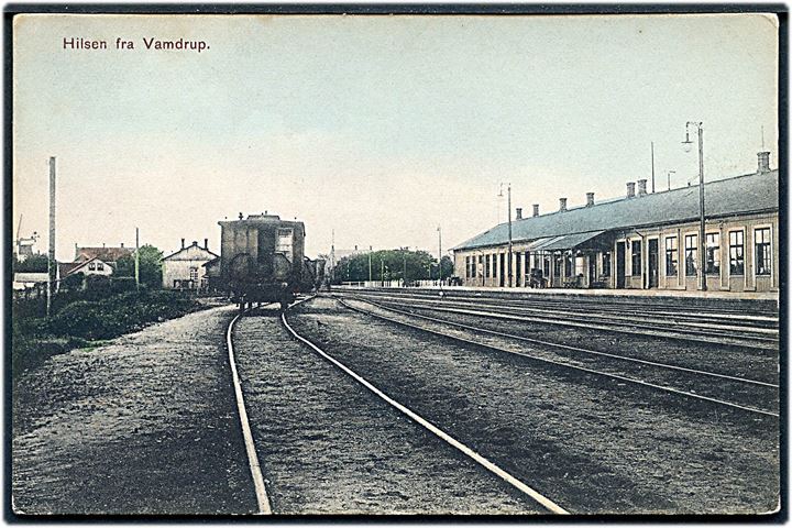 Vamdrup, jernbanestation med godsvogn. W. Brüshaber no. 1272. Kvalitet 7