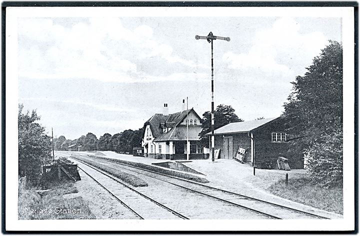 Merløse, jernbanestation. Stenders no. 65728. Kvalitet 9