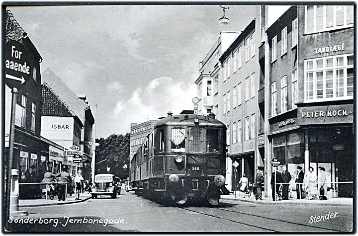 Sønderborg, Jernbanegade med tog no. 548. Stenders Sønderborg no. 94K. Kvalitet 9