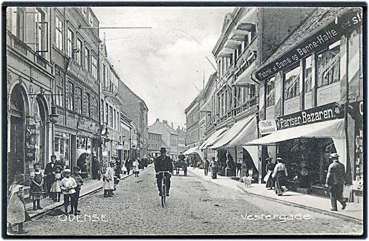 Odense, Vestergade med “Pariser Bazaren”. Stenders no. 8962. Kvalitet 7