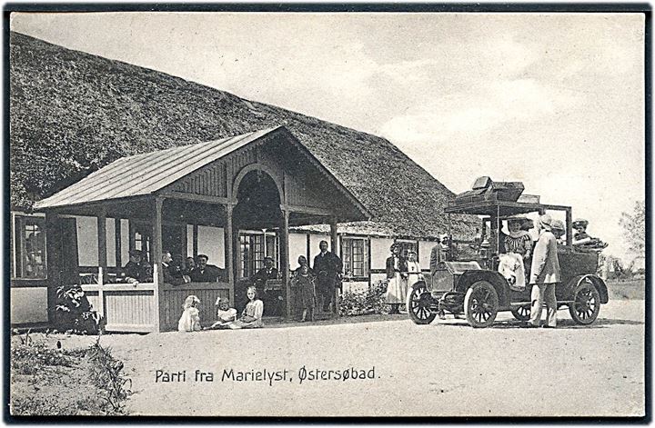 Marielyst Østersøbad med automobil. Mackeprang no. 19220. Kvalitet 9