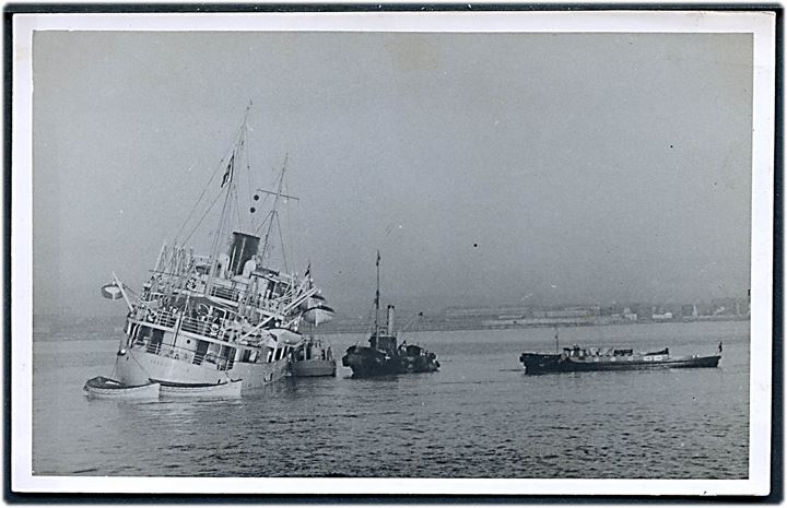 “Hammershus”, M/S, Dampskibsselskabet på Bornholm af 1866, minesprængt i Øresund d. 4.8.1940. Fotokort.  Kvalitet 9