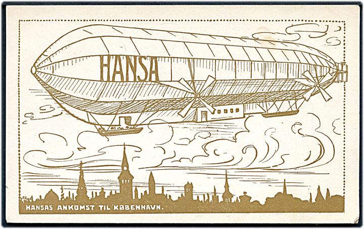 Zeppelin. “Hansa”s ankomst til København. Reklamekort for Thomsens Magasiner. O. Strandberg u/no. Kvalitet 7