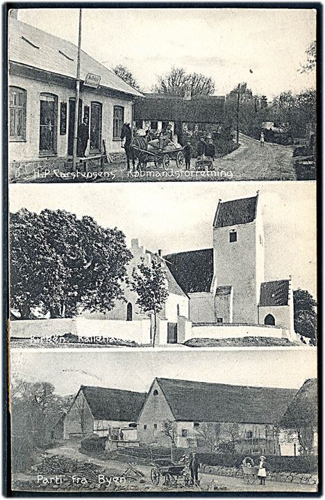 Kallehave (Kalvehave), partier med købmand, kirke og byen. H. Schmidt u/no. Kvalitet 8