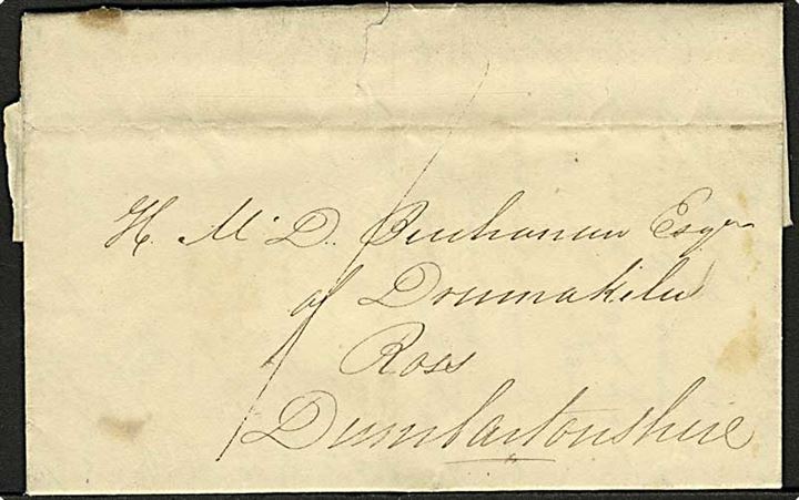 1825. Foldebrev dateret d. 6.11.1825 til Dumbarton.