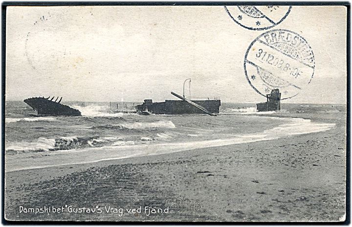 Sverige. “Gustaf”, S/S, strandet ved Fjand d. 9.1.1907. Stenders no. 14064. Kvalitet 7