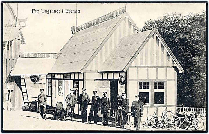 Grenaa, brevsamlingssted ved Ungskuet juli 1906. Hellemann Nielsen u/no Kvalitet 7