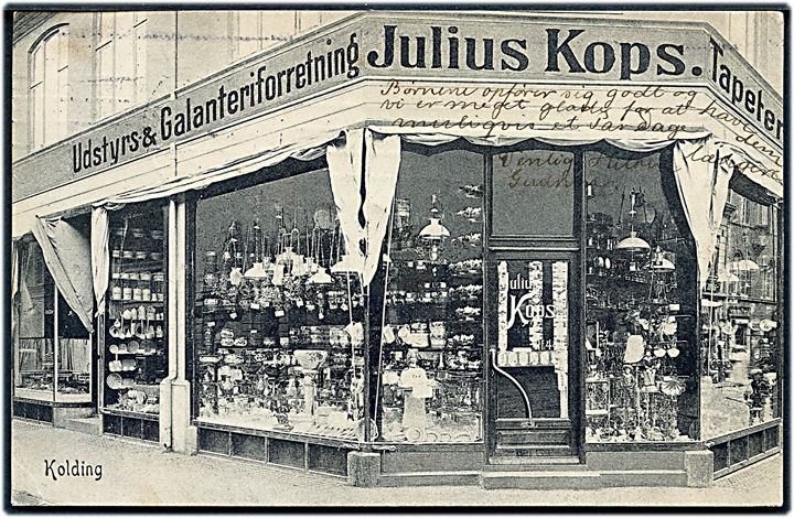 Kolding, Julius Kops Udstyrs- og Galanteriforretning. J. Kops u/no. Kvalitet 8