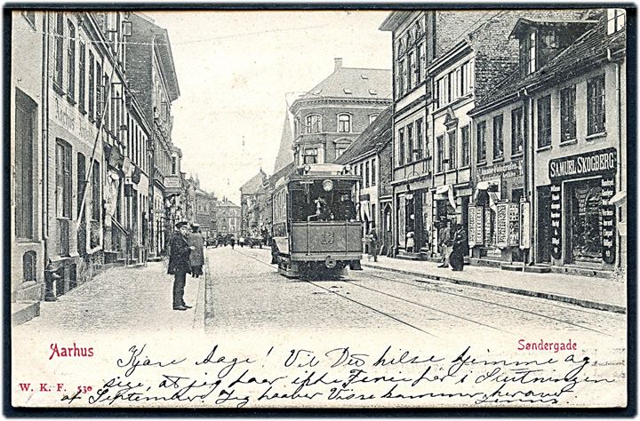 Aarhus, Søndergade med sporvogn no. 13. Warburg no. 530. Kvalitet 7