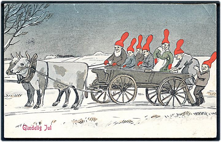 Den jyske Hede, “Nisser i Oksekærre”. Tegnet af Hans Viggo Westergaard. Warburg u/no. Kvalitet 7