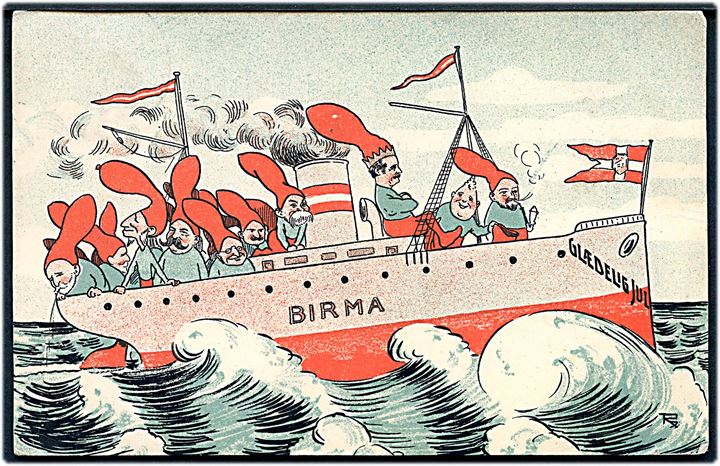 Røgind, Carl: “Kongerejsen til Island 1907”. Politikere og Fr. VIII ombord på “Birma”. L. Christensen no. 570. Kvalitet 7