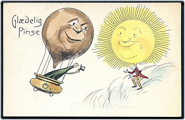 Schmidt, Alfred: Ballon og solen. “Glædelig Pinse”. Stenders no. 17055. Kvalitet 8