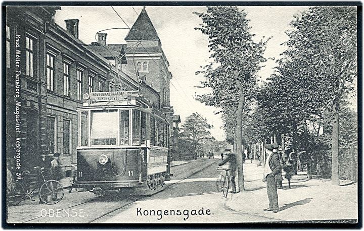 Odense, Kongensgade med sporvogn no. 11. Flensborg Magasinet u/no. Kvalitet 9