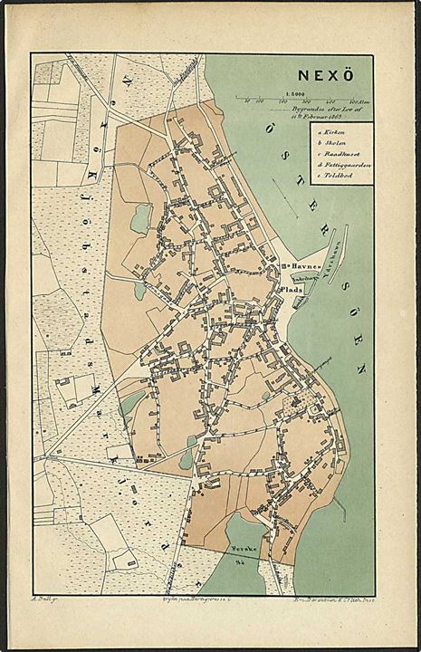 Nexø. Kort fra Trap Danmark ca. 1870 udg.