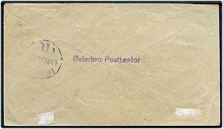 Ufrankeret fortrykt postsagskuvert Post Tjeneste Opm. Form. Nr. 153 20000 12.10.15 sendt lokalt i Kjøbenhavn Ø. d. 30.7.1918. På bagsiden liniestempel Østerbro Postkontor.
