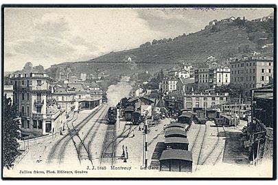 Schweiz, Montreux jernbanestation. J.J. no. 5845.
