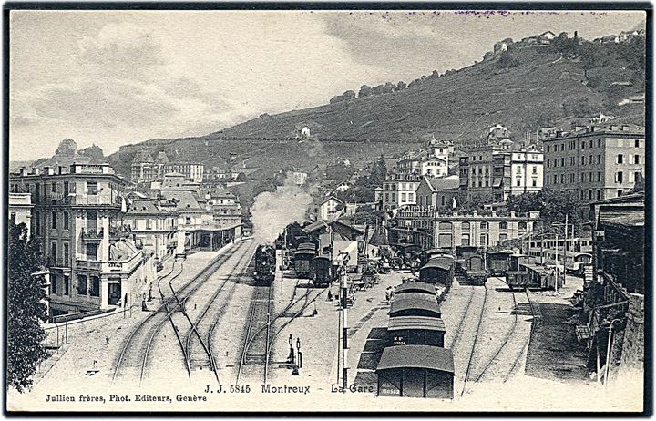 Schweiz, Montreux jernbanestation. J.J. no. 5845.