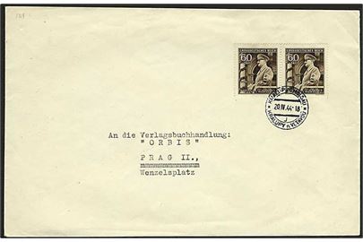 Böhmen-Mähren. 60+140 h. Hitler i parstykke på FDC stemplet Kralupy n. Vltavou d. 20.4.1944 til Prag.