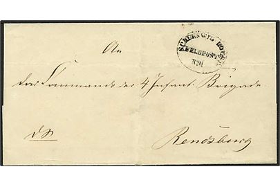 1849-1850. Tjenestebrev brev fra Treårskrigen med ovalt feltpoststempel Schleswig. Holst. Feldpost No.II til Rendsburg.