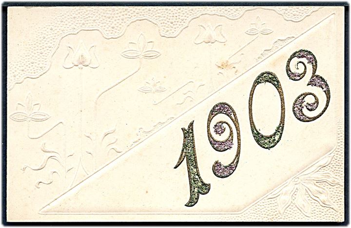 Nytårskort 1903, med hilsen fra Heinrich Dahl, Østerlindet. U/no.