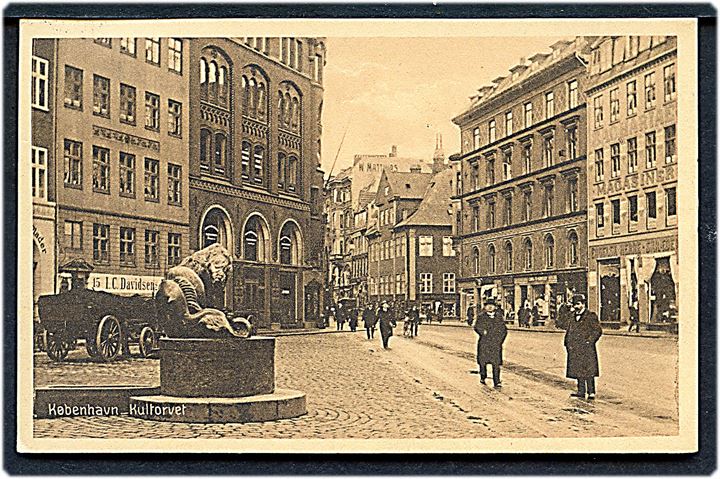 5 øre Chr. X på brevkort (Kultorvet, København) annulleret med bureaustempel Kjøbenhavn - Slangerup T.6 d. 1.2.1918 til Ribe.