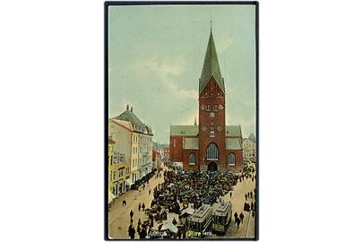 Aarhus, Store Torv med sporvogne. H. A. Ebbesen no. 38.
