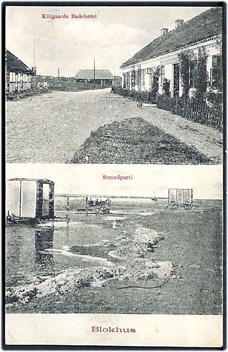 Blokhus, strandparti og Klitgaards Badehotel. Knudstrup u/no.