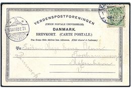 5 øre Våben med perfin C.K. (Cornelius Knudsen) anvendt på brevkort (Over Stalden, Charlottenlund) stemplet Kjøbenhavn d. 12.7.1903 til København.