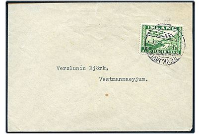 20 aur Luftpost single på brev fra Reykjavik d. 20.1.1935 til Vestmannaeyjrum.
