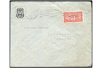 20 aur Landskab på brev fra Reykjavik d. 16.3.1931 til København, Danmark.