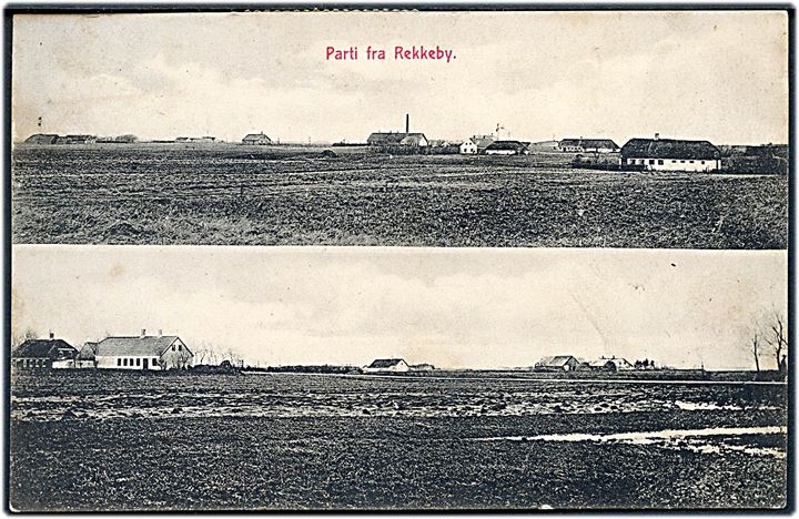 3 øre Bølgelinie og Julemærke 1913 på lokalt brevkort (Partier fra Rakkeby) annulleret med stjernestempel RAKKEBY til Smidstrupgaard pr. Hjørring.