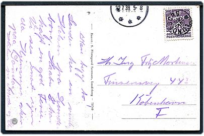 10 øre Bølgelinie på brevkort (Lundeborg havn med fiskefartøjer) annulleret med stjernestempel LUNDEBORG og sidestemplet (Gudme) d. 22.7.1939 til København.