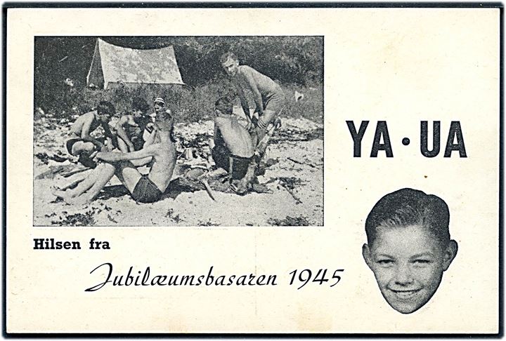 K.F.U.M. UA (Ungdomsafdeling) og YA (Yngsteafdeling). Hilsen fra Jubilæumsbasaren 1945. U/no.