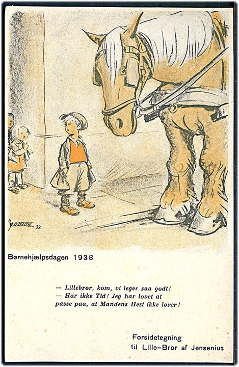 Børnehjælpsdagen 1938, Forside tegning til Lille-Bror tegnet af Herluf Jensenius. V. Søborg u/no.