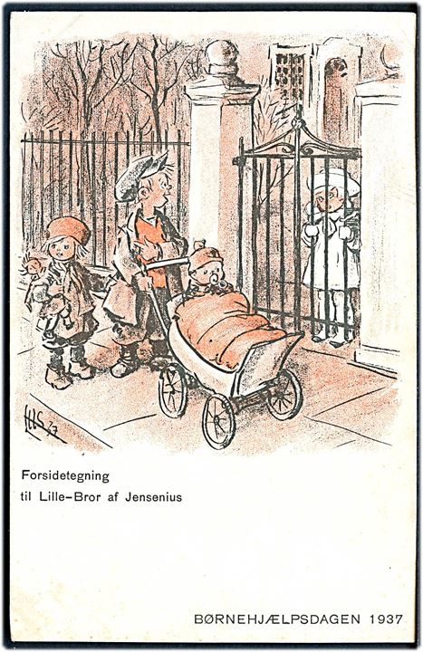Børnehjælpsdagen 1937, Forside tegning til Lille-Bror tegnet af Herluf Jensenius. V. Søborg u/no.