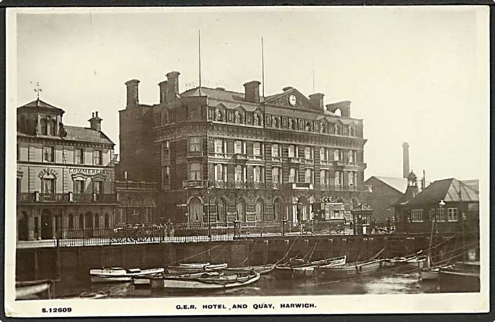 G.E.R. Hotel og Quay i Harwich, England. Kingsway no. 12609.