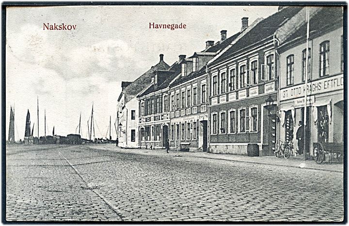 5 øre Fr. VIII på brevkort (Nakskov, Havnegade) dateret d. 13.12.19xx og annulleret med stjernestempel VESTER-KARLEBY til Horslunde.